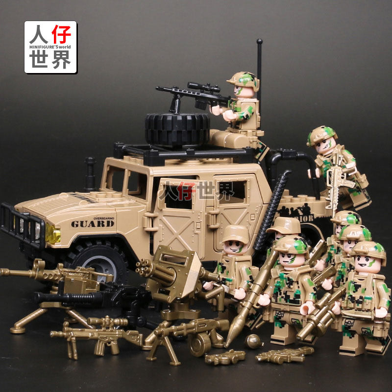 士兵小人仔益智tbs悍马军事战车