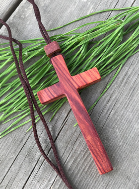 义树家·初心红檀木77mm十字架吊坠项链简约时尚个性百搭潮流饰品