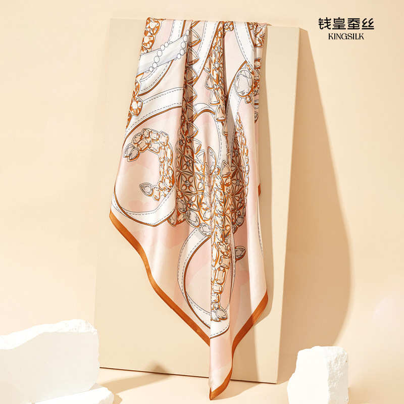 钱皇100%桑蚕丝真丝大方巾图片