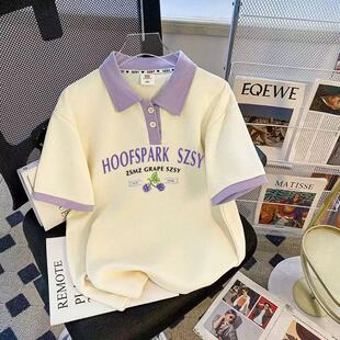 女童森系polo衫短袖t恤中大童夏装2026新款学生甜美宽松半袖上衣