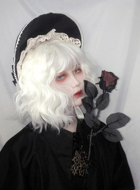萌香家白色少女风洋娃娃波浪假发