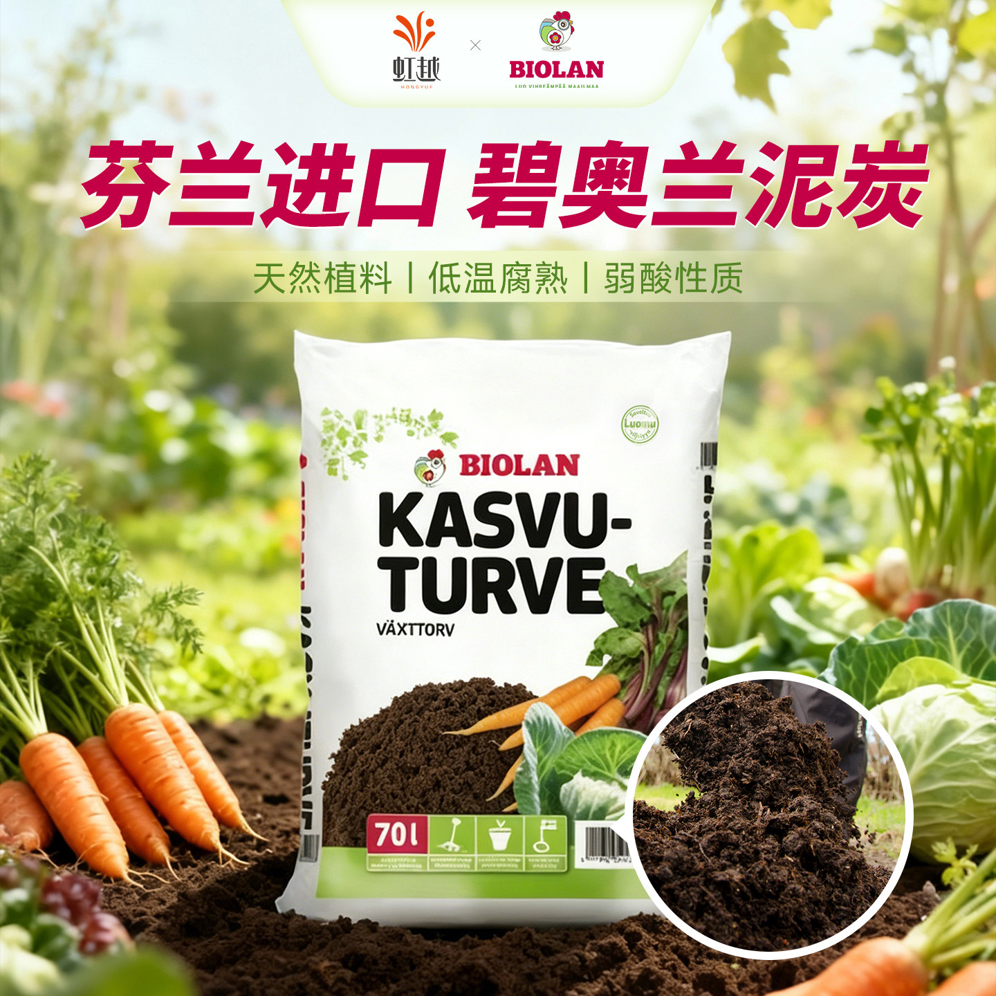 虹越Biolan碧奥兰泥炭芬兰进口花园庭院改良土壤通用型家庭装介质