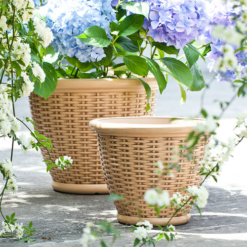 仿藤编简约塑料种植盆