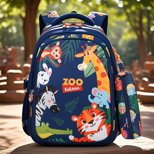 Edison爱迪生小学生书包动物卡通轻便减负防泼水儿童出游背包