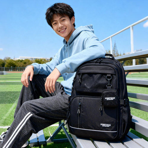 Edison爱迪生高中生书包大容量反光护脊防泼水中学生双肩背包