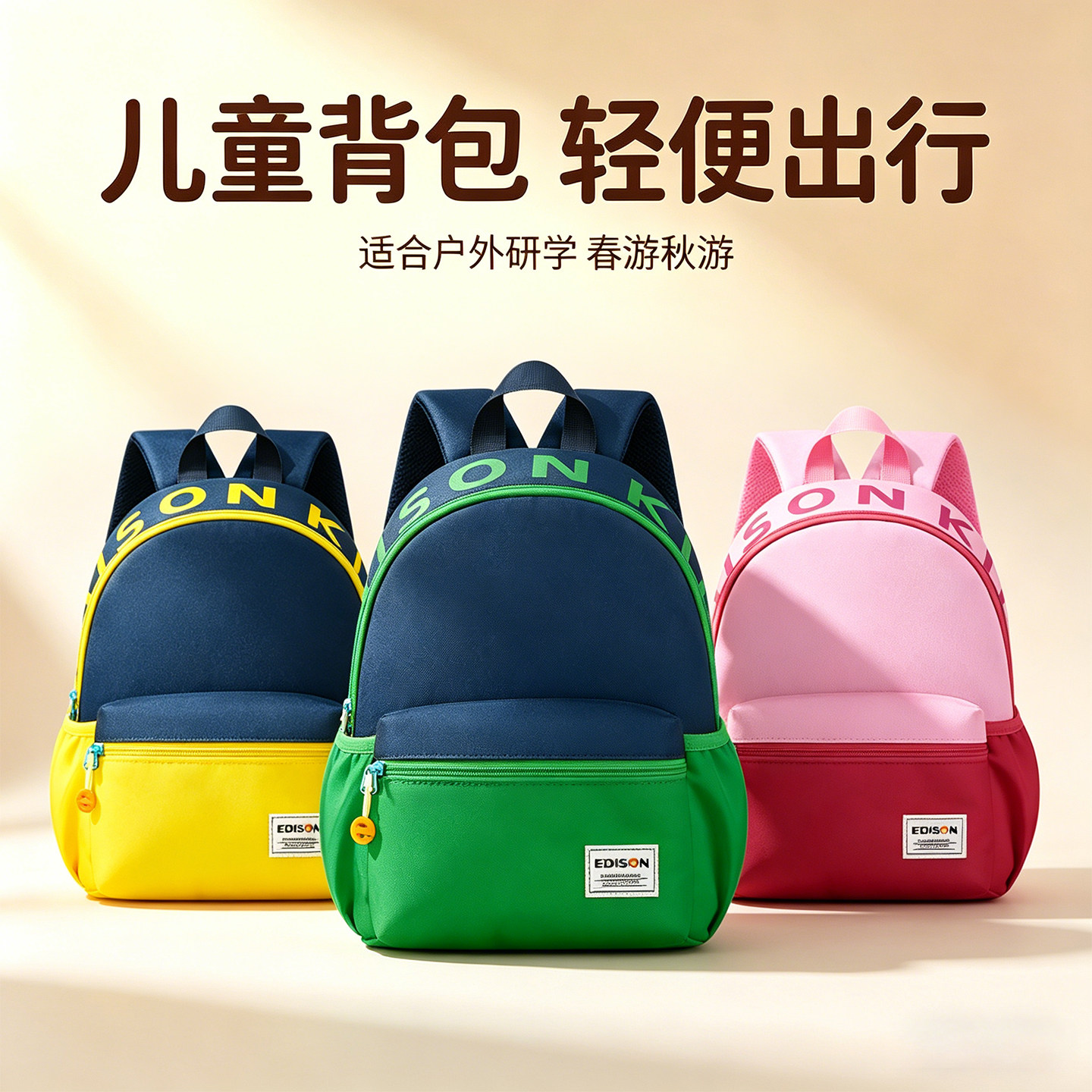 爱迪生幼儿园书包学前班小学生户外研学成人儿童旅游出行小背包