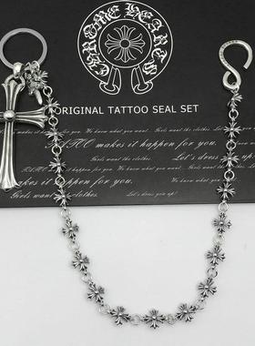 尅罗伈潮十字花球S扣包链潮个性复古十字架泰银裤链包挂链