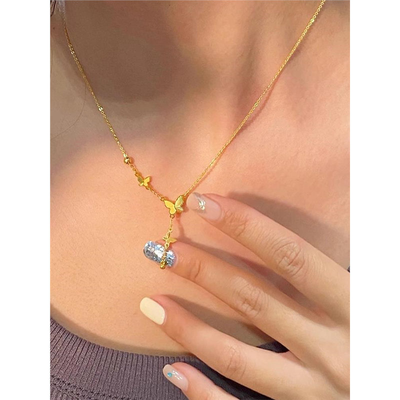 金色蝴蝶流苏项链女款小众设计高级感时尚气质锁骨链2025新款爆款,饰品/流行首饰/时尚饰品新,项链,淘宝优惠券,粉丝福利购,淘宝优惠卷