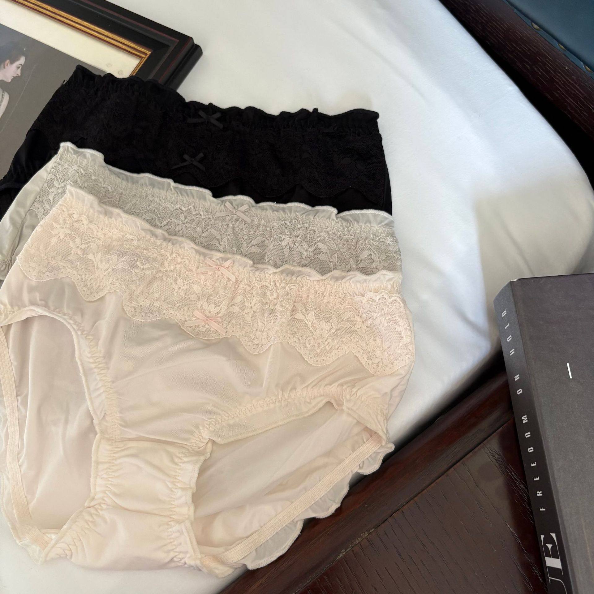 夏季飘飞面膜法式巴洛克风冰丝薄款少女中腰木耳边透气内裤K407,女士内衣/男士内衣/家居服,女三角裤,淘宝优惠券,粉丝福利购,淘宝优惠卷