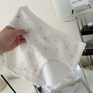 奶油肌印花婴儿棉亲肤舒适中腰加长裆简约纯棉女士内裤 大码 K399