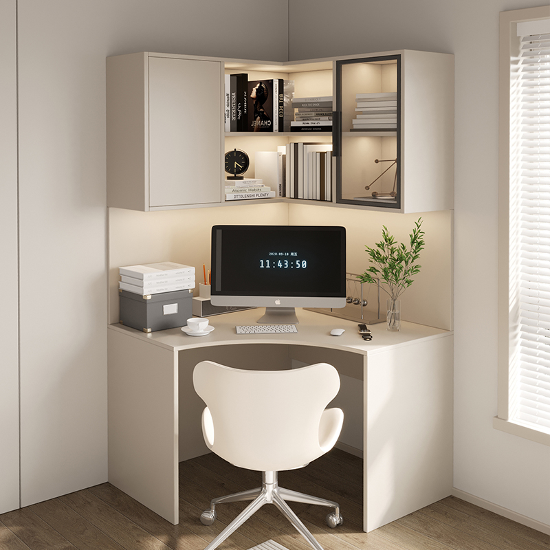 现代简约书房书架书柜客厅卧室电脑桌多功能一体置物收纳柜学习桌