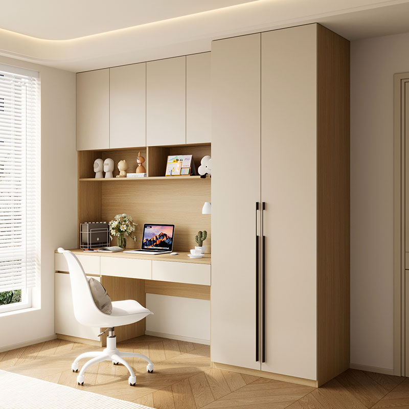 书桌儿童衣柜学习现代书桌轻奢衣橱电脑桌书架办公桌书房卧室衣橱