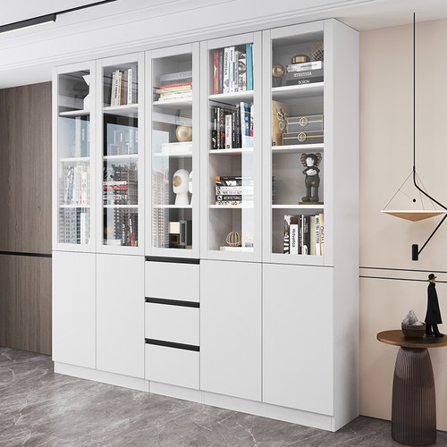 简约现组合书柜书架经济型文件柜纳用收家白色储物橱书柜书房