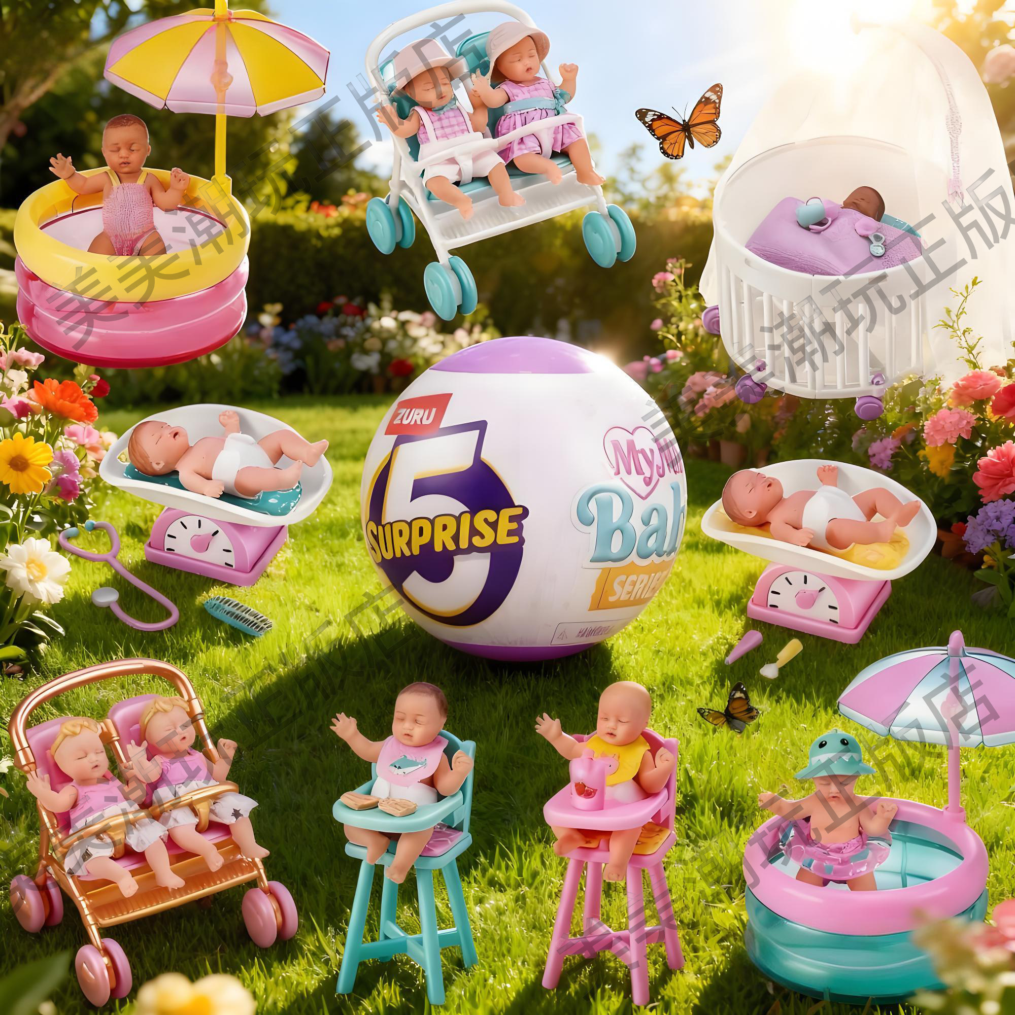 zuru婴儿球迷你宝贝二代盲盒盲蛋公主礼物微缩摆件娃娃宝宝球玩具