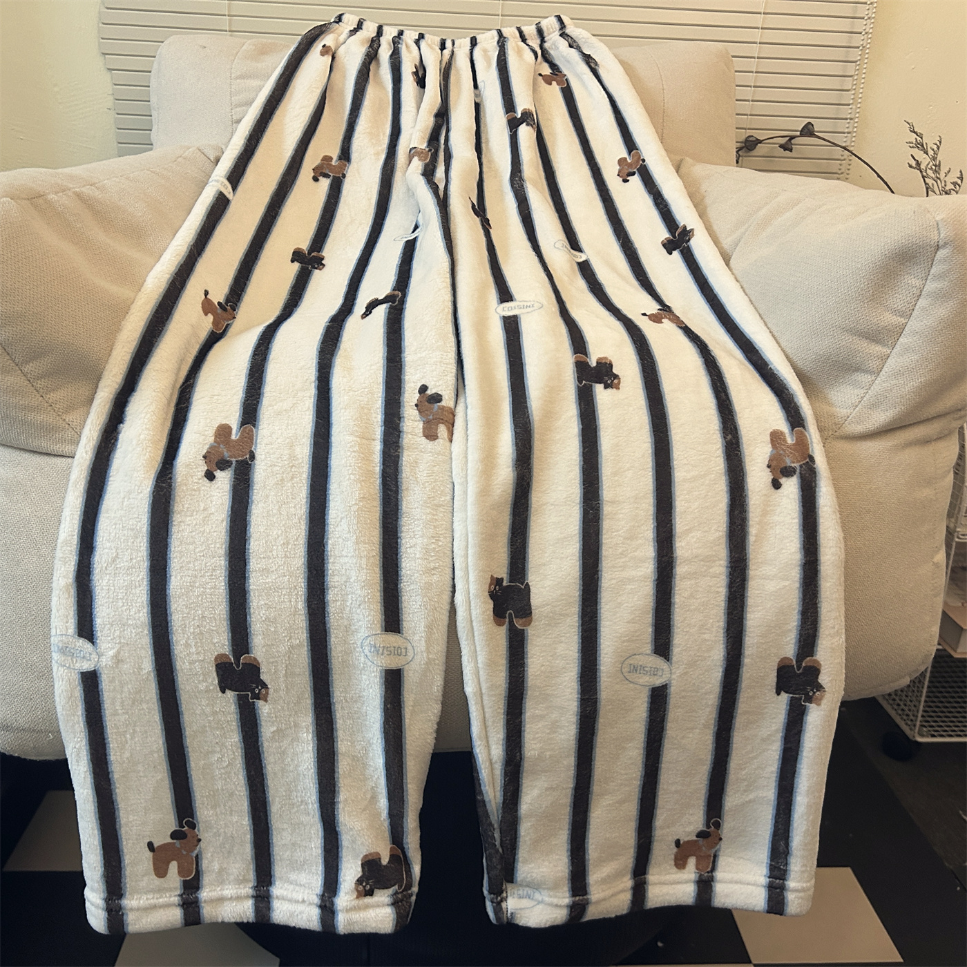 高个子加长版秋冬珊瑚绒睡裤女