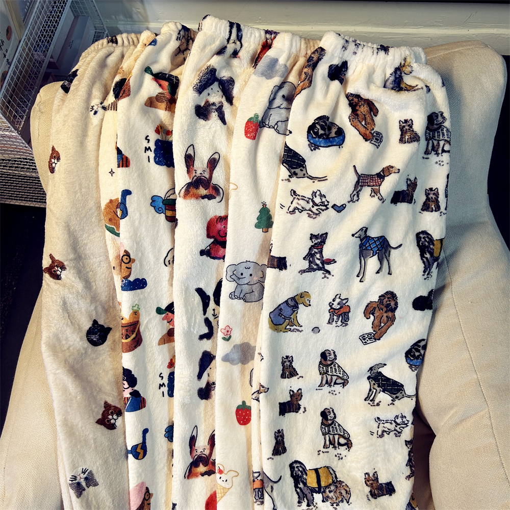 加长版高个子长睡裤子女秋冬季珊瑚绒卡通印花遛弯裤可外穿家居裤