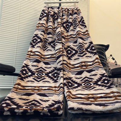 高个子加长版2025新款复古睡裤女冬天阔腿裤珊瑚绒宽松慵懒可外穿