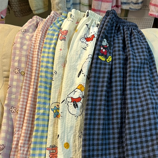 高个子加长版米奇情侣款睡裤男女春夏季薄款宽松长裤遛弯家居裤子