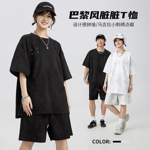 1516-3-1001-P582024年夏季新款T恤巴黎风脏脏面料