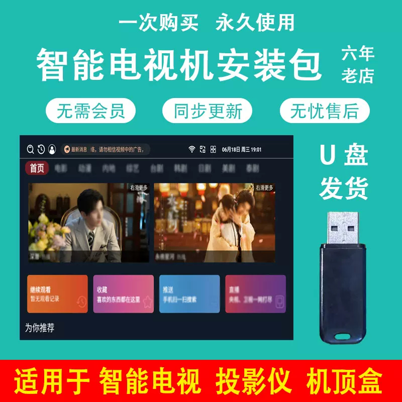 4K智能电视u盘2025新网络电视机顶盒投影仪通用播影视安装U盘
