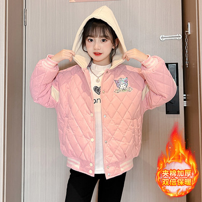 加厚秋冬连帽加棉加厚女童外套