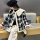 韩版 格子洋气2025新款 中大童加绒加厚潮 呢大衣外套短款 女童秋冬款