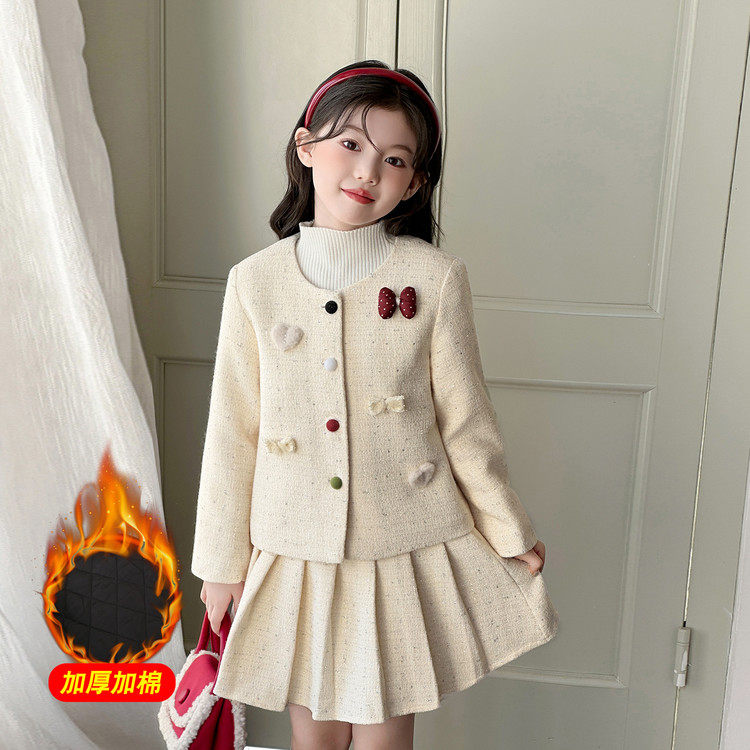 女童小香风套装夹棉加厚外套2025新款中大童冬装半身裙两件套年服,童装/婴儿装/亲子装,套装,淘宝优惠券,粉丝福利购,淘宝优惠卷