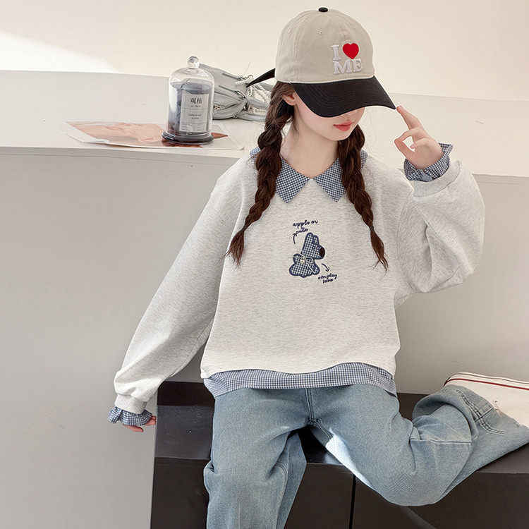 女童卫衣春秋套装长袖假两件2026新款中大童牛仔阔腿裤两件套洋气,童装/婴儿装/亲子装,套装,淘宝优惠券,粉丝福利购,淘宝优惠卷