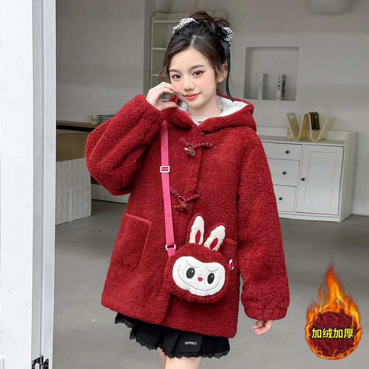 加绒加厚大衣冬季外套中长款女孩