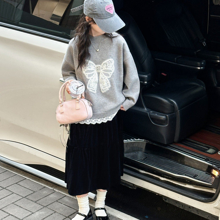 女童毛衣针织衫秋冬线衣花边洋气2025新款韩版丝绒裙套装中大童潮,童装/婴儿装/亲子装,套装,淘宝优惠券,粉丝福利购,淘宝优惠卷