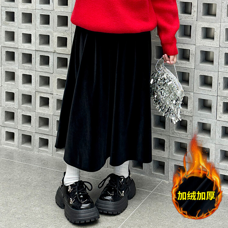 半身裙韩版丝绒洋气加绒加厚女童