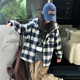 中大童连帽衬衣洋气时尚 春秋2026新款 潮 外套长袖 女童休闲格子衬衫