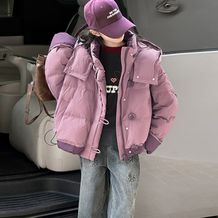 女童棉服2026新款连帽短款加厚棉衣冬季百搭学生外套中大童棉袄潮