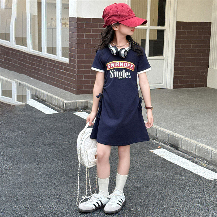 女童夏季连衣裙短袖圆领T恤裙洋气时尚休闲2025新款中大童裙子薄,童装/婴儿装/亲子装,连衣裙,淘宝优惠券,粉丝福利购,淘宝优惠卷