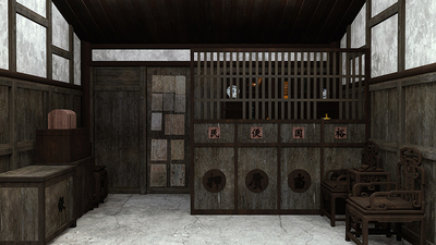 古代当铺店铺店面中式复古做旧高清LED大屏幕舞台背景虚拟静态图