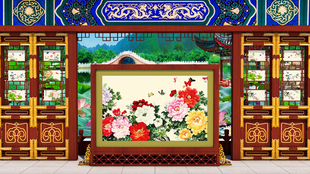花园皇宫戏曲建筑风景美景屏风高清LED大屏幕舞台背景静态图片