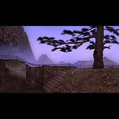 红灯记刑场斗争老松树山脉山坡石台阶栅栏高清LED大屏幕静态图片