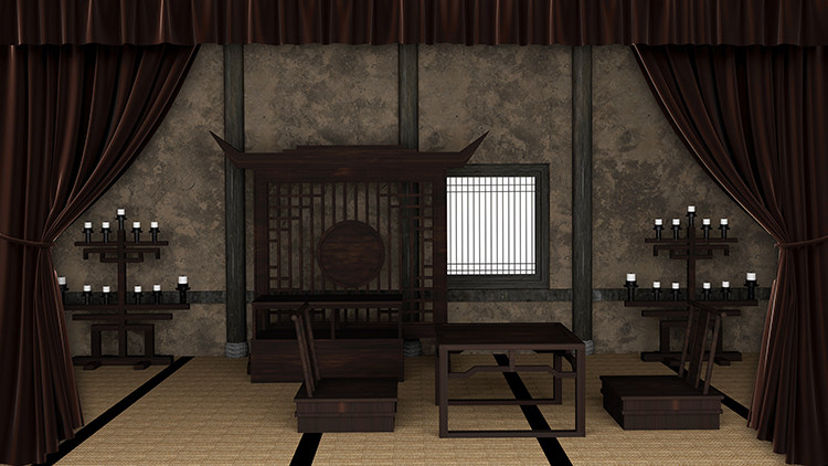 古代房间室内木质家具农家贫困人家高清led大屏幕舞台背景虚拟图
