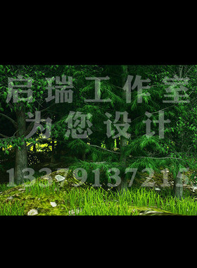 森林树林绿色植物阴森阴暗树林中小草高清LED大屏幕舞台背景图片