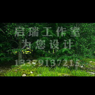 森林树林绿色植物阴森阴暗树林中小草高清LED大屏幕舞台背景图片