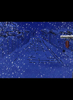 戏曲泪洒相思地行乞街道雪花纷飞夜景柱子高清大屏幕舞台背景图片