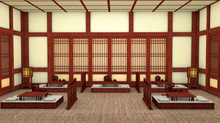 古代酒馆喝酒吃酒木质家具古房间室内高清LED大屏幕舞台背景图片