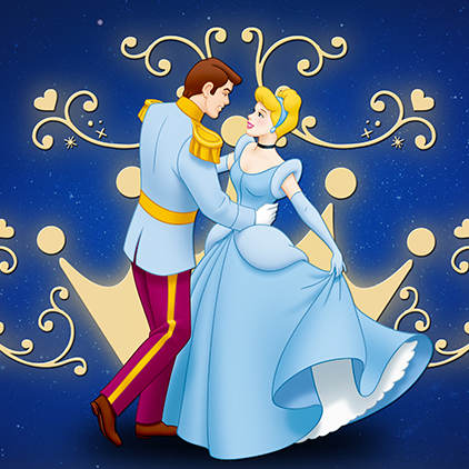 高清led大屏幕舞台背景灰姑娘王子跳舞卡通蓝色调虚拟静态图片