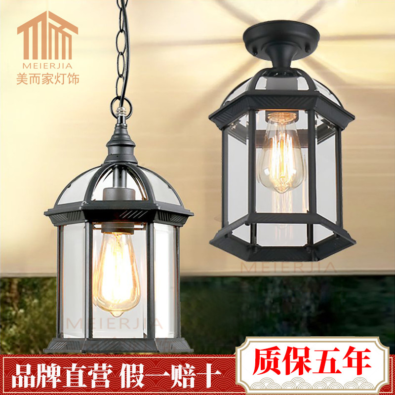 美式户外吊灯防水庭院灯室外凉亭走廊过道阳台灯阳光房吊灯太阳能