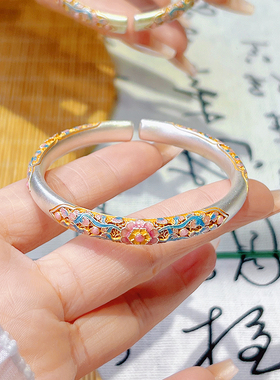 航达银匠梦花海棠足银999手镯