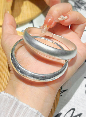 航达银匠月亮镯足银999实心开口