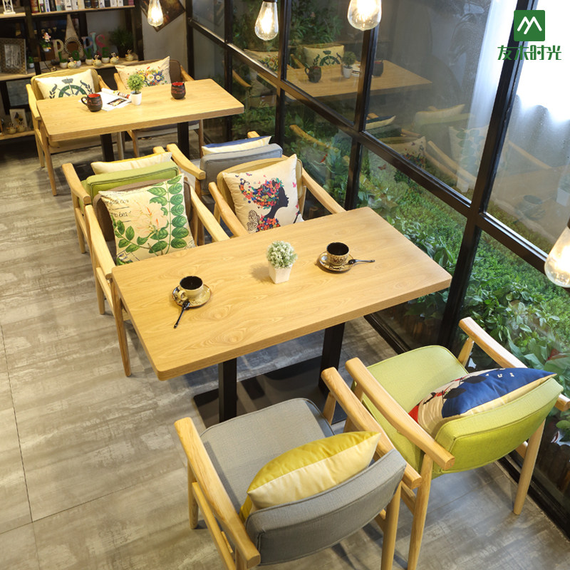 北欧西餐咖啡奶茶店实木桌椅 饮品店桌椅 漫咖啡桌椅组合餐饮桌椅|ruв категории жилой мебели, Таблица класса, обеденный стол - от Buy2taobao.com для оказания профессиональной услуги покупки агента Taobao
