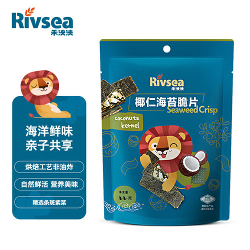 禾泱泱（Rivsea）宝宝零食椰仁海苔脆片非油炸磨牙1包装22g