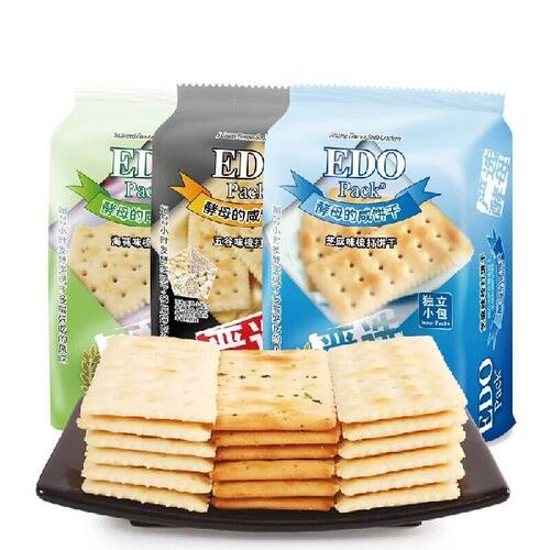 EDOpack饼干零食早餐家庭装什锦酵母梳打饼干300g/袋