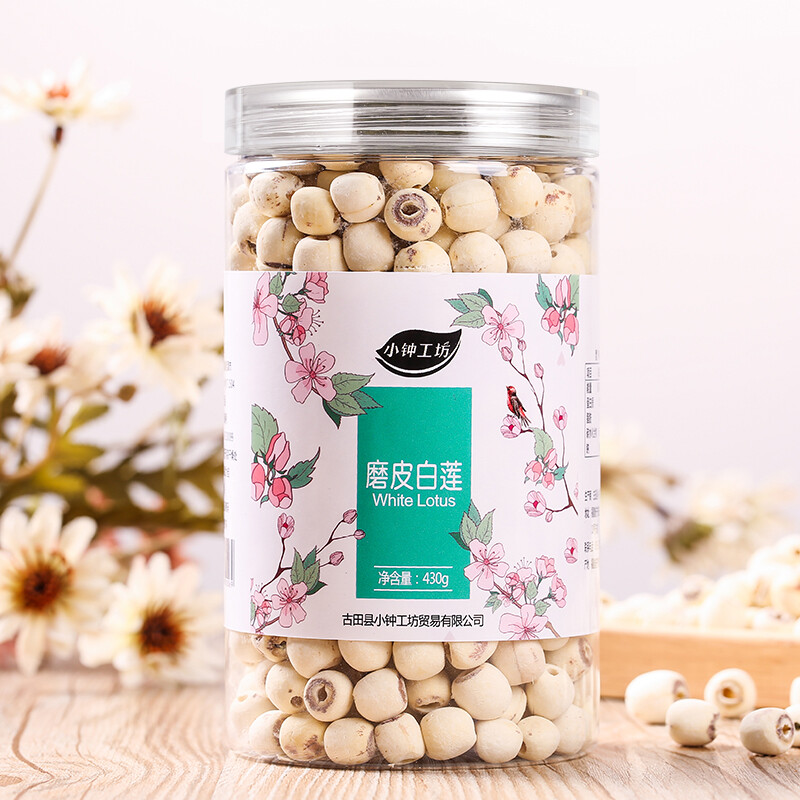 小钟工坊磨皮莲子罐装去皮通芯白莲子干货430g银耳羹配料可搭配